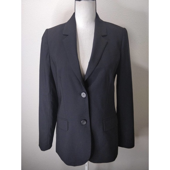 J. Crew Black Wool Blend Double Button Longline Blazer Suit Coat Jacket Size 4